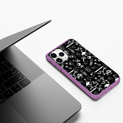 Чехол iPhone 11 Pro матовый Minecraft pattern, цвет: 3D-фиолетовый — фото 2