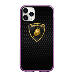 Чехол iPhone 11 Pro матовый Lamborghini logo n carbone