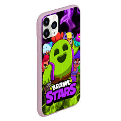 Чехол iPhone 11 Pro матовый BRAWL STARS SPIKE, цвет: 3D-розовый — фото 2