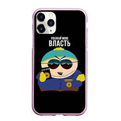 Чехол iPhone 11 Pro матовый South Park Картман полицейский, цвет: 3D-розовый