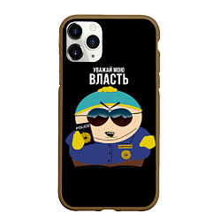 Чехол iPhone 11 Pro матовый South Park Картман полицейский, цвет: 3D-коричневый