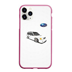 Чехол iPhone 11 Pro матовый SUBARU, цвет: 3D-малиновый