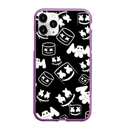 Чехол iPhone 11 Pro матовый Marshmello ЧБ, цвет: 3D-фиолетовый
