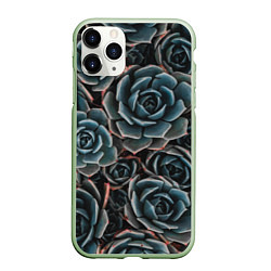 Чехол iPhone 11 Pro матовый Цветы Розы, цвет: 3D-салатовый