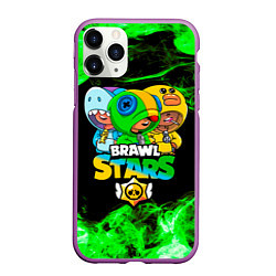 Чехол iPhone 11 Pro матовый Brawl Stars Leon Trio, цвет: 3D-фиолетовый