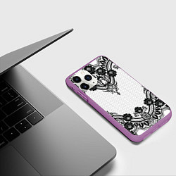 Чехол iPhone 11 Pro матовый Кружева, цвет: 3D-фиолетовый — фото 2