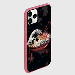 Чехол iPhone 11 Pro матовый Сакура и рамен, цвет: 3D-малиновый — фото 2