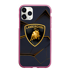 Чехол iPhone 11 Pro матовый Lamborghini, цвет: 3D-малиновый