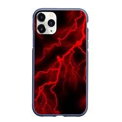Чехол iPhone 11 Pro матовый МОЛНИЯ RED NEON, цвет: 3D-серый