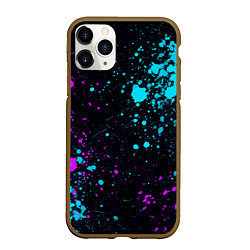 Чехол iPhone 11 Pro матовый БРЫЗГИ КРАСКИ NEON