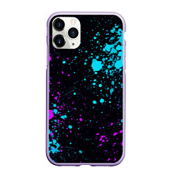 Чехол iPhone 11 Pro матовый БРЫЗГИ КРАСКИ NEON, цвет: 3D-светло-сиреневый