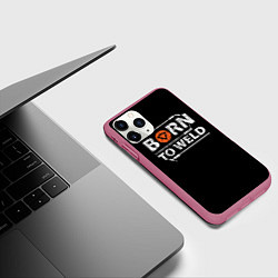 Чехол iPhone 11 Pro матовый Рожден для сварки, цвет: 3D-малиновый — фото 2