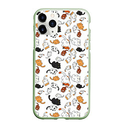 Чехол iPhone 11 Pro матовый Котики, цвет: 3D-салатовый