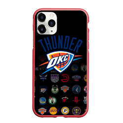 Чехол iPhone 11 Pro матовый Oklahoma City Thunder 2, цвет: 3D-красный