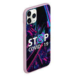 Чехол iPhone 11 Pro матовый Стоп covid-19, цвет: 3D-розовый — фото 2