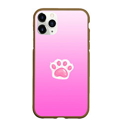 Чехол iPhone 11 Pro матовый Розовая лапка с подушечками, цвет: 3D-коричневый