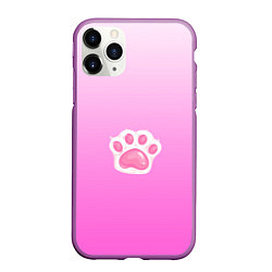 Чехол iPhone 11 Pro матовый Розовая лапка с подушечками, цвет: 3D-фиолетовый