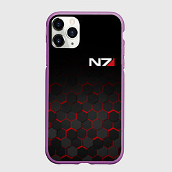 Чехол iPhone 11 Pro матовый MASS EFFECT N7, цвет: 3D-фиолетовый