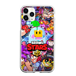 Чехол iPhone 11 Pro матовый BRAWL STARS SPROUT, цвет: 3D-белый