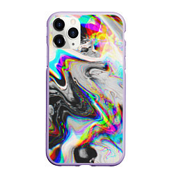 Чехол iPhone 11 Pro матовый DIGITAL ABSTRACT GLITCH, цвет: 3D-светло-сиреневый