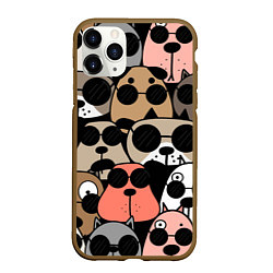 Чехол iPhone 11 Pro матовый Серьезные псы, цвет: 3D-коричневый