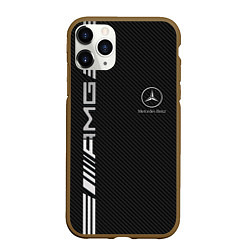 Чехол iPhone 11 Pro матовый Mercedes Carbon, цвет: 3D-коричневый