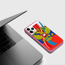 Чехол iPhone 11 Pro матовый Герб России, цвет: 3D-малиновый — фото 2