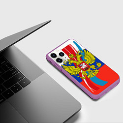 Чехол iPhone 11 Pro матовый Герб России, цвет: 3D-фиолетовый — фото 2