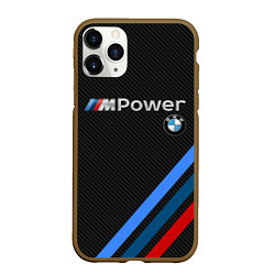 Чехол iPhone 11 Pro матовый BMW POWER CARBON, цвет: 3D-коричневый