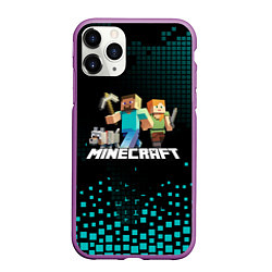 Чехол iPhone 11 Pro матовый Minecraft, цвет: 3D-фиолетовый