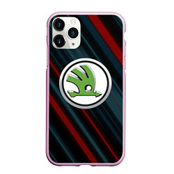 Чехол iPhone 11 Pro матовый Шкода большое лого, цвет: 3D-розовый