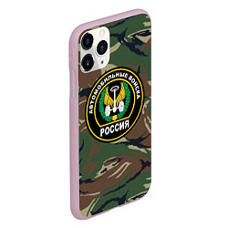 Чехол iPhone 11 Pro матовый Автомобильные войска камуфляж, цвет: 3D-розовый — фото 2