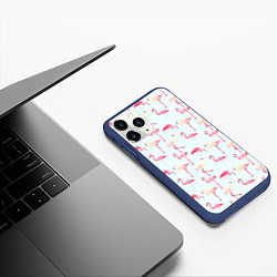 Чехол iPhone 11 Pro матовый Фламинго, цвет: 3D-тёмно-синий — фото 2