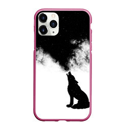 Чехол iPhone 11 Pro матовый Galaxy wolf, цвет: 3D-малиновый