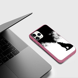 Чехол iPhone 11 Pro матовый Galaxy wolf, цвет: 3D-малиновый — фото 2
