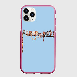 Чехол iPhone 11 Pro матовый Совы на ветке, цвет: 3D-малиновый