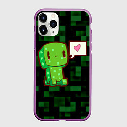 Чехол iPhone 11 Pro матовый Minecraft Creeper, цвет: 3D-фиолетовый