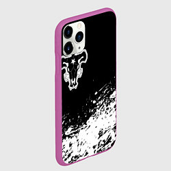 Чехол iPhone 11 Pro матовый Черный Клевер Черный Бык 6, цвет: 3D-фиолетовый — фото 2