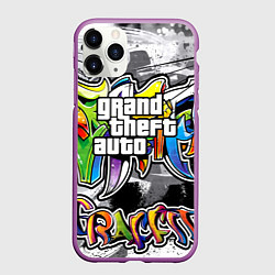 Чехол iPhone 11 Pro матовый GTA, цвет: 3D-фиолетовый