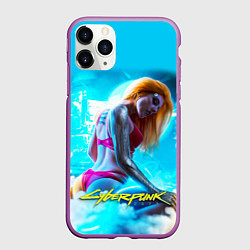 Чехол iPhone 11 Pro матовый CYBERPUNK 2077, цвет: 3D-фиолетовый