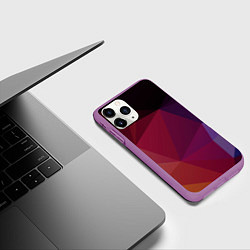 Чехол iPhone 11 Pro матовый Полигональный фон, цвет: 3D-фиолетовый — фото 2