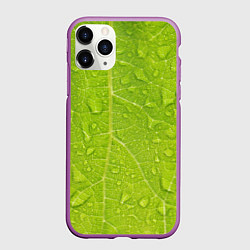 Чехол iPhone 11 Pro матовый Листок с росой, цвет: 3D-фиолетовый