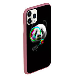 Чехол iPhone 11 Pro матовый Панда и мыльный пузырь, цвет: 3D-малиновый — фото 2