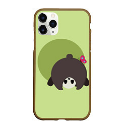 Чехол iPhone 11 Pro матовый Прикольная панда с бабочкой