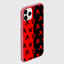 Чехол iPhone 11 Pro матовый MINECRAFT CREEPER, цвет: 3D-малиновый — фото 2