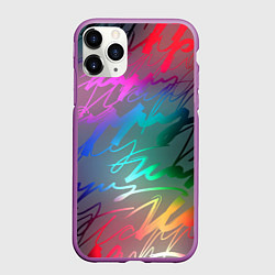 Чехол iPhone 11 Pro матовый Узоры, цвет: 3D-фиолетовый