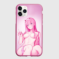 Чехол iPhone 11 Pro матовый DARLING IN THE FRANXX, цвет: 3D-малиновый