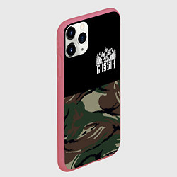 Чехол iPhone 11 Pro матовый Russia камуфляж, цвет: 3D-малиновый — фото 2