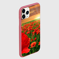Чехол iPhone 11 Pro матовый Красный мак на закате, цвет: 3D-малиновый — фото 2