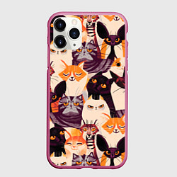 Чехол iPhone 11 Pro матовый КОТИКИ, цвет: 3D-малиновый